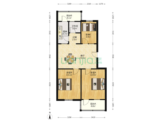 益锦苑 3室1厅1卫 86平方