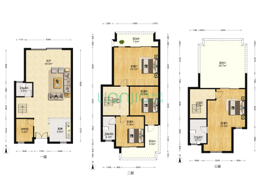 锦绣海湾城翔海园 4室1厅3卫 194平方