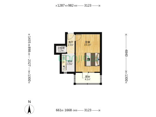 华记里 1室1厅1卫 21平方