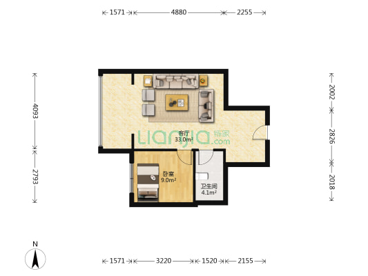 福园小区 1室1厅1卫 58平方