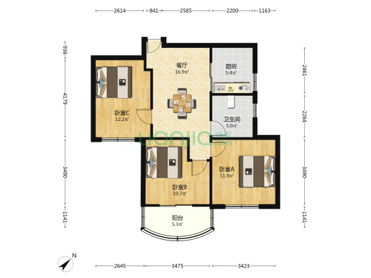 余姚路569号 3室1厅1卫 90平方