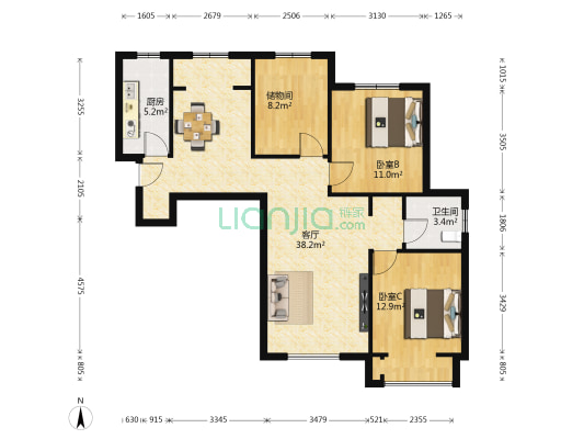 浭阳辰苑 2室1厅1卫 113平方