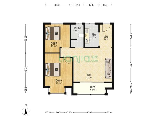 石燕锦苑 2室1厅1卫 94平方