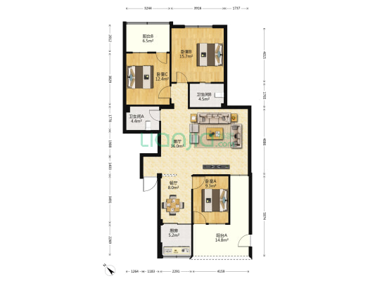 金星大楼 3室2厅2卫 123平方