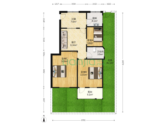 梅里一支弄小区 3室1厅1卫 65平方