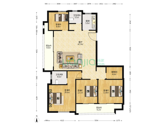 金韵华庭 4室1厅2卫 163平方