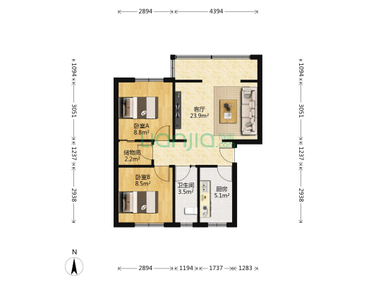 甘青芷石油指挥部家属院 2室1厅1卫 66平方