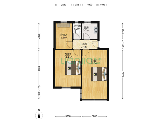 胜月院小区 3室0厅1卫 60平方