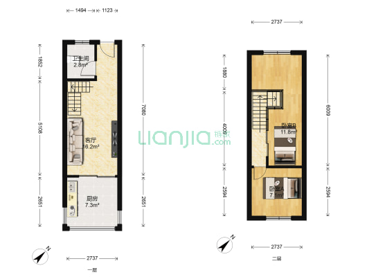 北大公馆二期 2室1厅1卫 61平方