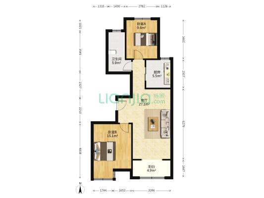 盛世珑庭 2室1厅1卫 95平方