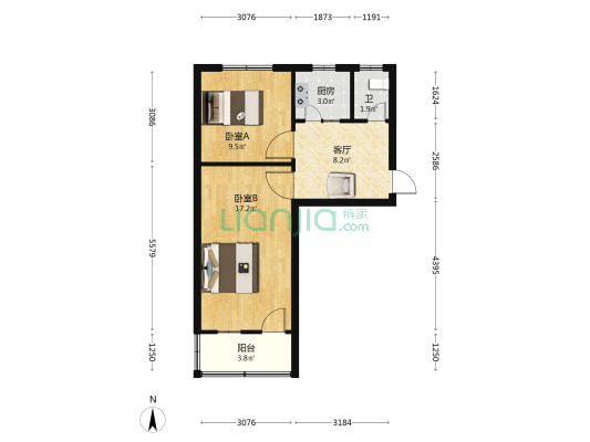西林寺新村 2室1厅1卫 58平方