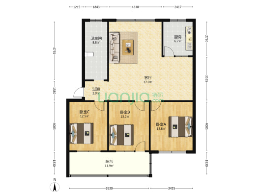 桐荫街2693号 3室1厅1卫 116平方