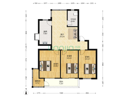洪山区人民检察院宿舍 3室1厅1卫 104平方