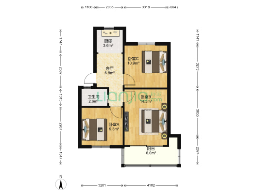 小行路35号 3室1厅1卫 63平方