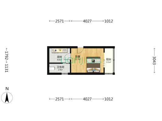 宝通路446号 1室0厅1卫 31平方