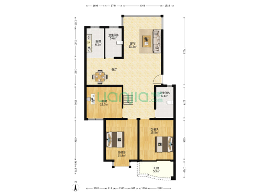 东湖苑 3室1厅2卫 143平方