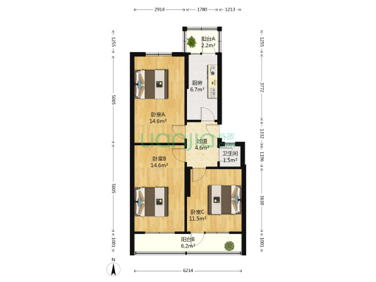 安达馨苑 3室0厅1卫 74平方