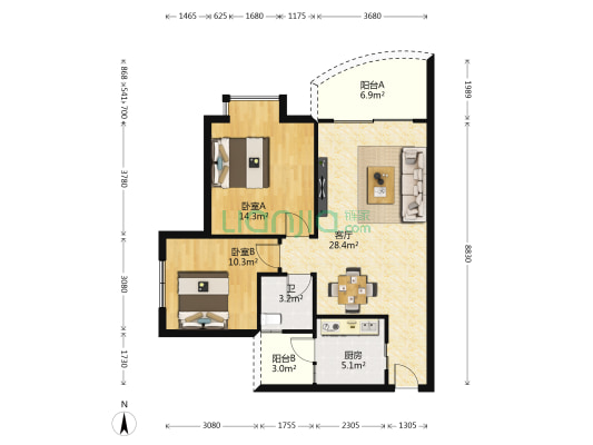 好望阁 2室1厅1卫 86平方