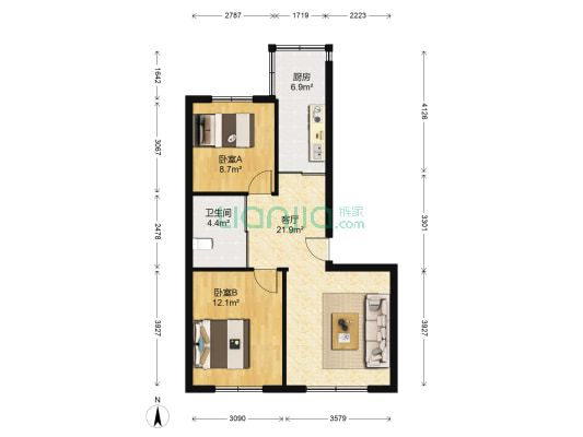 轻铁湖光花园二期 2室1厅1卫 73平方
