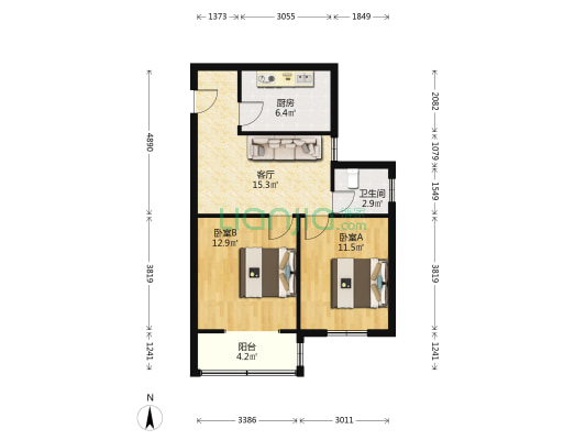 香山新村西北街坊 2室1厅1卫 60平方