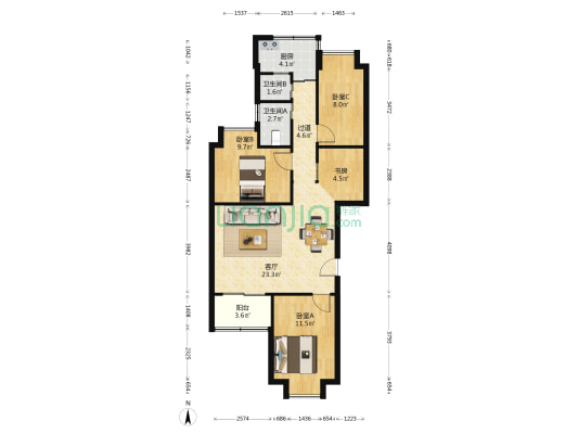 省农科院东区 4室1厅2卫 92平方