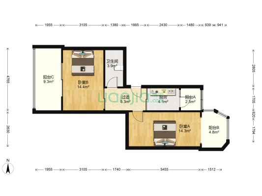 昆仑小区 2室0厅1卫 79平方