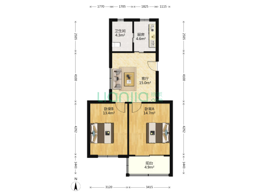 嘉丰花苑 2室1厅1卫 72平方