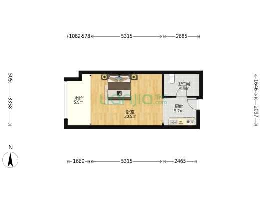 龙城峰景 1室0厅1卫 50平方