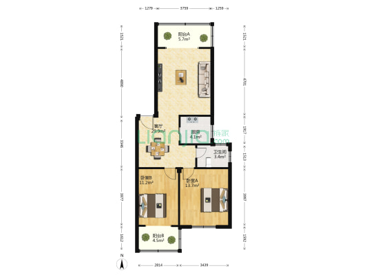 港汇逸景坊 2室1厅1卫 89平方