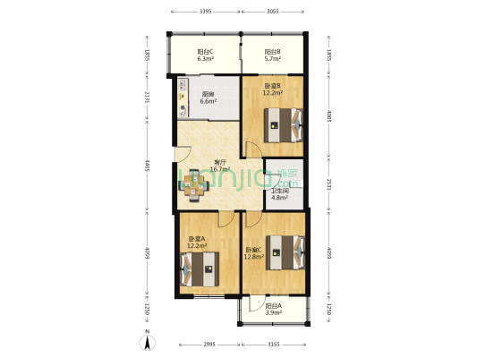 星宇西区 3室1厅1卫 99平方
