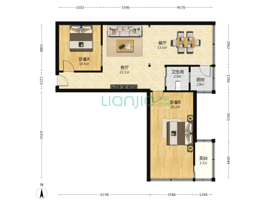 二支路小区（定西路） 2室2厅1卫 83平方