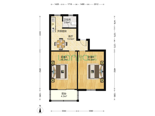 青石村 2室1厅1卫 60平方