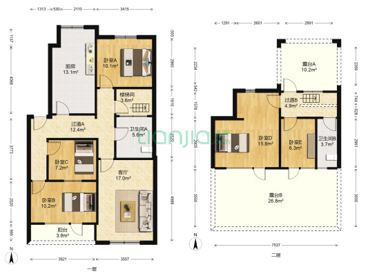 夏威夷花园 5室1厅2卫 105平方
