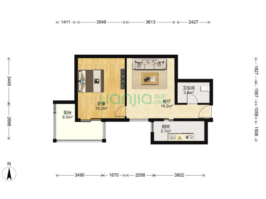 方南家园二期 1室1厅1卫 68平方