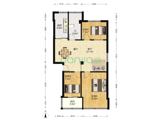 甬兴新村 3室1厅1卫 80平方