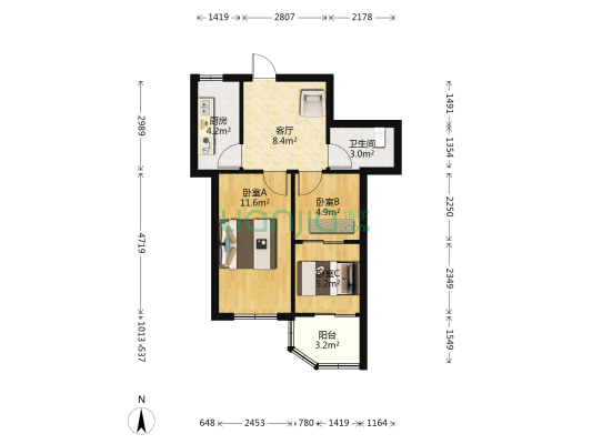 福圆楼 3室1厅1卫 51平方