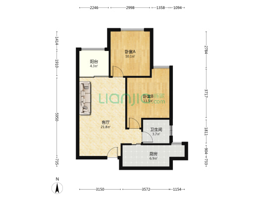 万锦城一期 2室1厅1卫 67平方