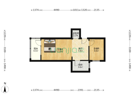 后双龙巷4号 2室1厅1卫 47平方