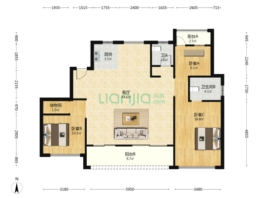 荣都名邸 3室1厅2卫 141平方