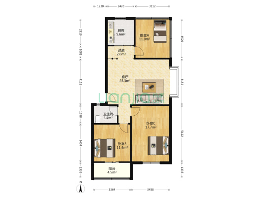 世佳欣居 3室1厅1卫 85平方