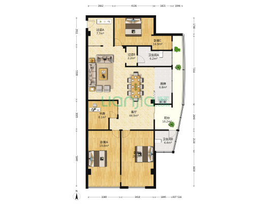 金诚大厦 4室1厅2卫 178平方
