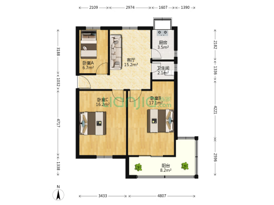 22街坊 3室1厅1卫 82平方