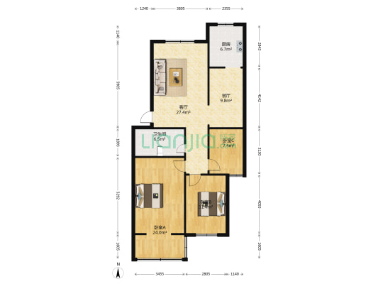 热力小区 3室2厅1卫 112平方