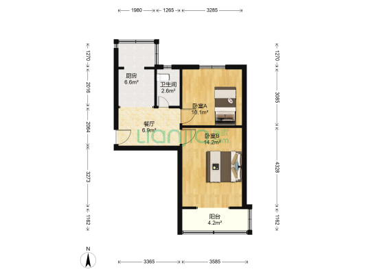 省体育局体育馆东小区 2室1厅1卫 59平方