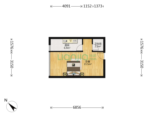 创客公寓 1室0厅1卫 45平方