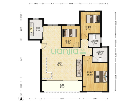 浅山风華 3室1厅2卫 228平方