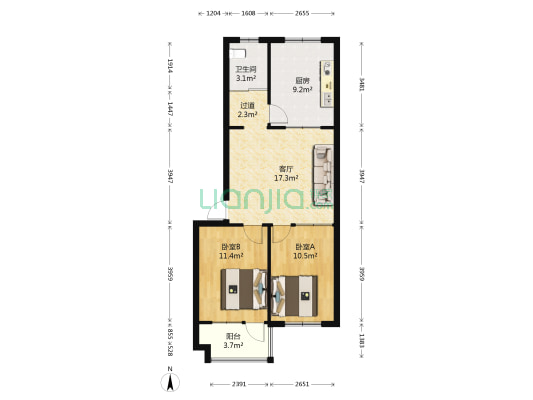 金马怡园 2室1厅1卫 77平方