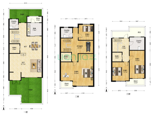 陆家嘴红醍半岛(别墅) 5室1厅3卫 389平方