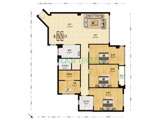 东方苑雅阁 4室2厅2卫 200平方