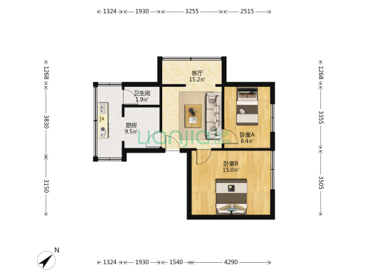 石洞坡巷18号 2室1厅1卫 63平方